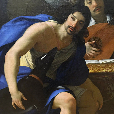 Reunión de amigos, c. 1640, Eustache Le Sueur, detalle