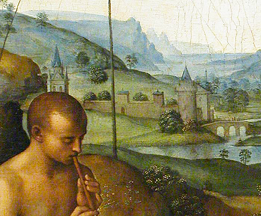 Marsias y Apolo, 1483, Perugino, detalle