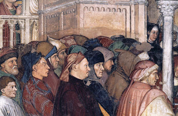 Funeral de santa Lucía, detalle, hacia 1382, Altichiero da Zevio, Padua, Oratorio de San Jorge