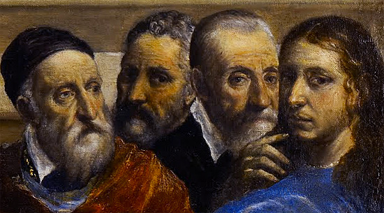 Le Christ chassant les marchands du Temple, portraits, Le Greco