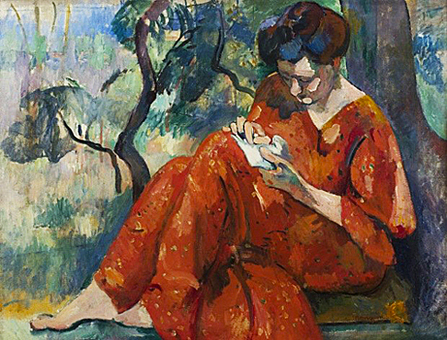 La Couseuse à la robe rouge, Jeanne, 1907, Giverny, musée des Impressionnismes