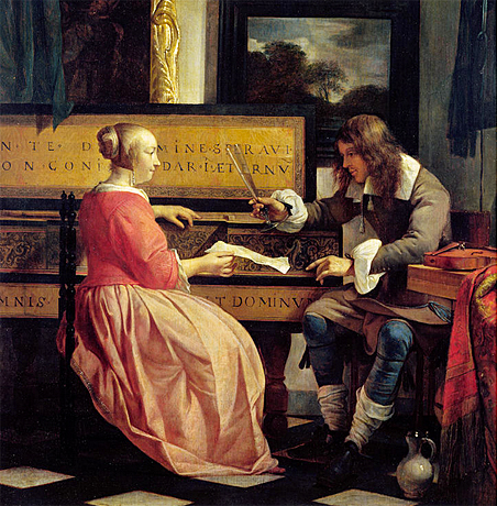 Un Homme et une femme assise devant un virginal, 1665, Gabriel Metsu