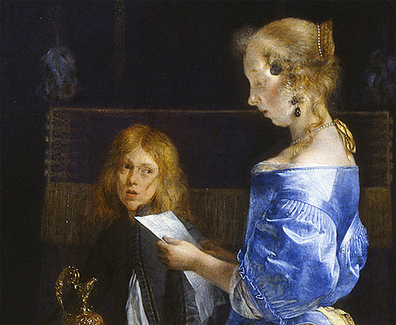 La lettre, vers 1660-1665, Gerard ter Borch, détail