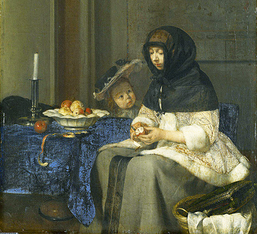 Mujer pelando una manzana, c. 1660, Gerard ter Borch