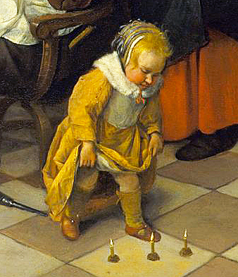 La fiesta de la haba, c. 1661, Jan Steen, detalle