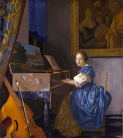 Mujer joven sentada ante el virginal, 1673-75, Johannes Vermeer 