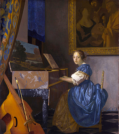 Dame assise à l’épinette, vers 1673-75, Johannes Vermeer 