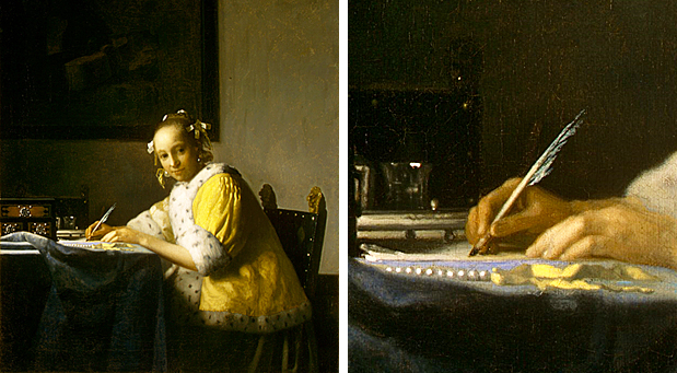 Femme écrivant une lettre, vers 1666, Johannes Vermeer 