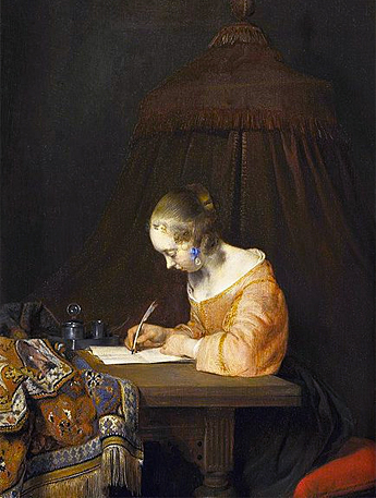 Mujer escribiendo una carta, c. 1655, Gerard ter Borch 