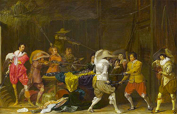 Soldats s’arrachant un butin armes à la main, vers 1623-24, Willem Duyster, Londres, National Gallery