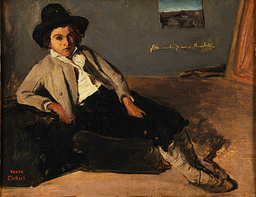 Jeune Italien assis, vers 1825, Jean-Baptiste Camille Corot, Reims, musée des Beaux-Arts de la ville de Reims