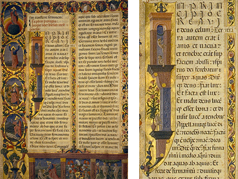 Biblia de Borso y detalle, Guglielmo Giraldi (activo entre 1445-1490), Ferrara, Museo Civico di Schifanoia