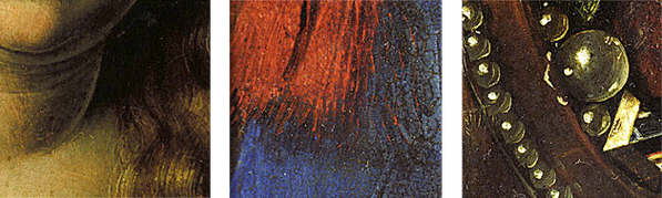 Van Eyck, Vierge au chanoine Van der Paele, details Van Eyck, Vierge au chanoine Van der Paele, details