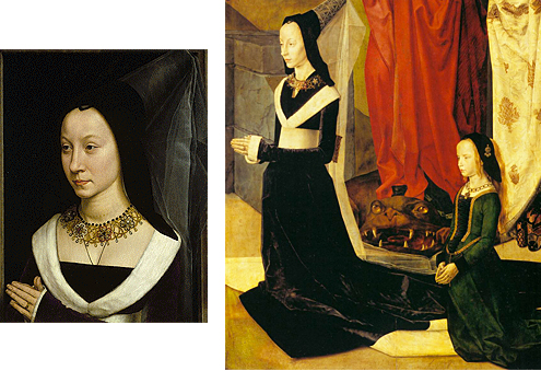 Portrait de Marie Portinari, Hans Memling ; Triptyque Portinari, Maria Portinari et de sa fille,Hugo van der Goes Portrait de Marie Portinari, Hans Memling ; Triptyque Portinari, Maria Portinari et de sa fille,Hugo van der Goes
