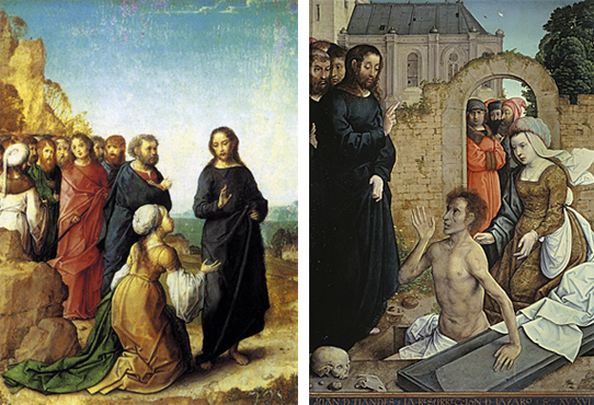 Le Christ et la Cananéenne; La Résurrection de Lazare, Juan de Flandes