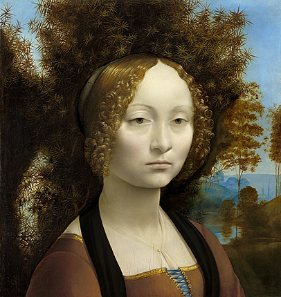 Portrait de Ginevra de' Benci, c.1474, Léonard de Vinci Portrait de Ginevra de' Benci, c.1474, Léonard de Vinci