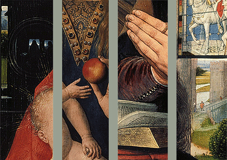 Diptyque de Maarten van Nieuwenhove,détails, Hans Memling Diptyque de Maarten van Nieuwenhove,détails, Hans Memling
