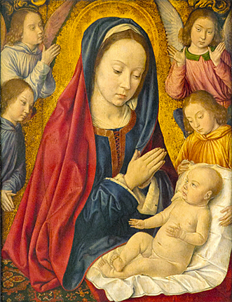 Vierge à l'Enfant entourée d'anges, vers 1500, Jean Hey Vierge à l'Enfant entourée d'anges, vers 1500, Jean Hey