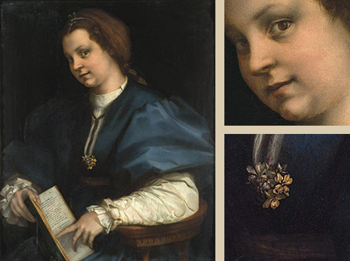 Portrait d’une jeune femme au recueil de Pétrarque, Andrea del Sarto