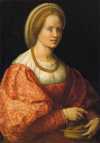 Retrato de mujer con cesta de husillos, 1514-1515, Andrea del Sarto