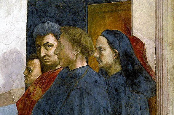 Retratos de Alberti, Brunelleschi, Masolino 1424-1428, Masaccio