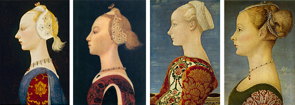 Retratos de mujeres renacentistas de perfil