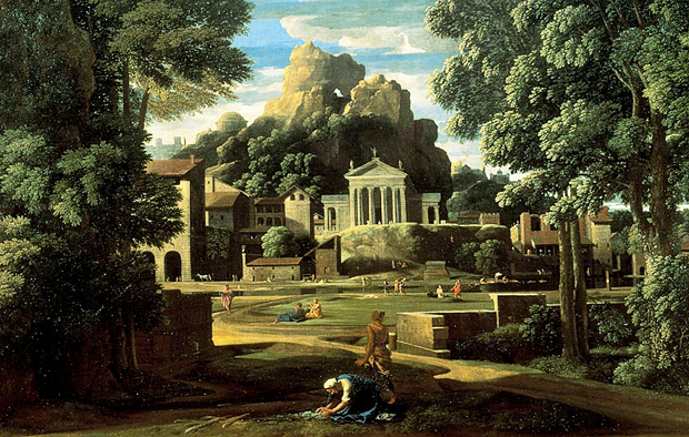 Paisaje con las cenizas de Foción, 1648, Nicolas Poussin
