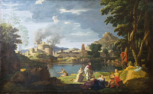Paisaje con Orfeo y Eurídice, hacia 1650, Nicolas Poussin