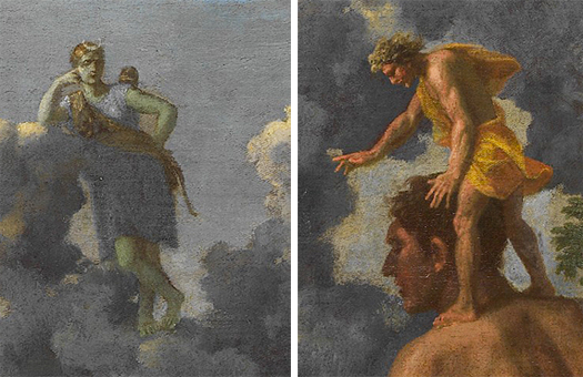 Paisaje con Orión ciego, 1658, Nicolas Poussin, detalle