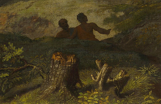 Paisaje con Orión ciego, 1658, Nicolas Poussin, detalle 1