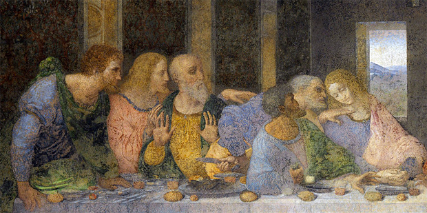 La última cena, 1495-1498, Leonardo da Vinci, detalle