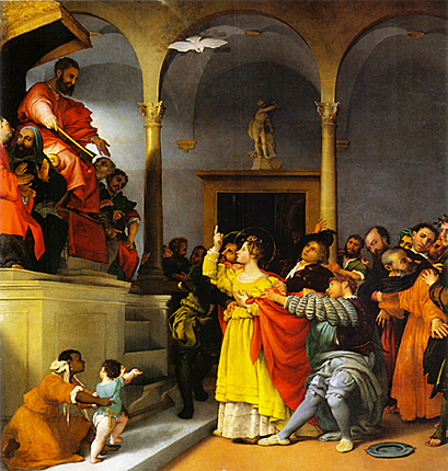 Santa Lucía ante el juez, 1532, Lorenzo Lotto