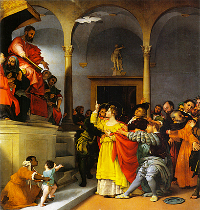 Sainte Lucie devant le juge, 1532, Lorenzo Lotto