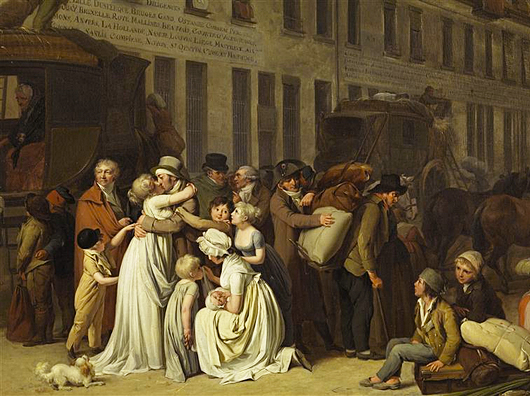 La llegada de una diligencia, 1803, Louis-Léopold Boilly, detalle