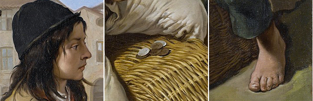 Dos chicos jugando a las cartas, c.1750, Giacomo Ceruti, detalle