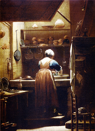 Mujer fregando platos, c. 1725, Giuseppe Maria Crespi