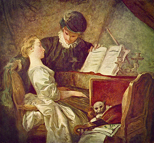La lección de música, 1770, Jean-Honoré Fragonard