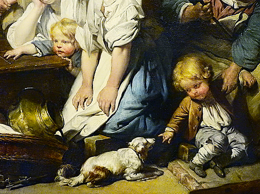 La lectura de la Biblia, 1755, Jean-Baptiste Greuze, detalle