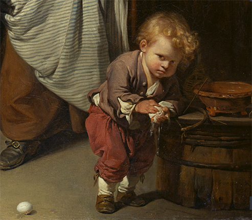 Les Œufs cassés, 1755-1757, Jean-Baptiste Greuze, détail