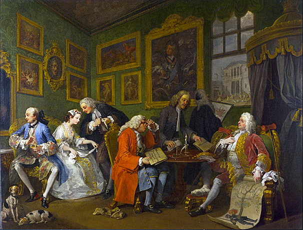Matrimonia a la moda: El contrato, antes de 1743, William Hogarth, Londres, National Gallery