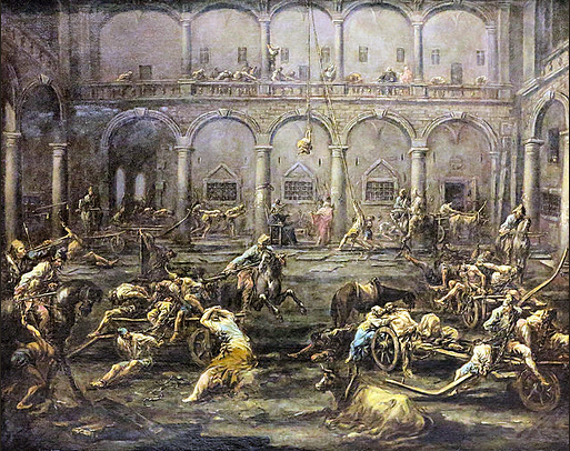 Arrivée et interrogatoires des galériens dans la prison de Gênes, vers 1737, Alessandro Magnasco, Bordeaux, Musée des Beaux-Arts