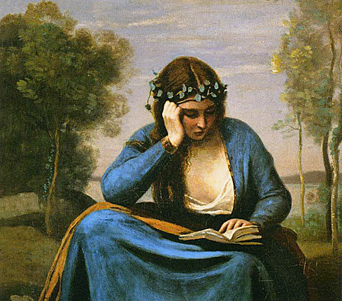 Camille Corot, Liseuse couronnée de fleurs ou La Muse de Virgile