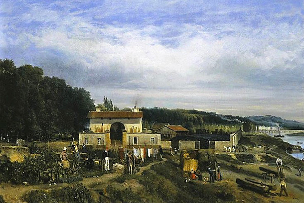 La entrada al pueblo de Sèvres, 1834, Constant Troyon