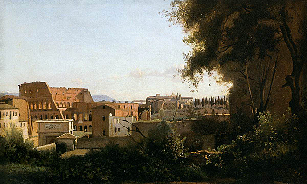 Camille Corot, Le Colisée vu des jardins Farnèse, 1826