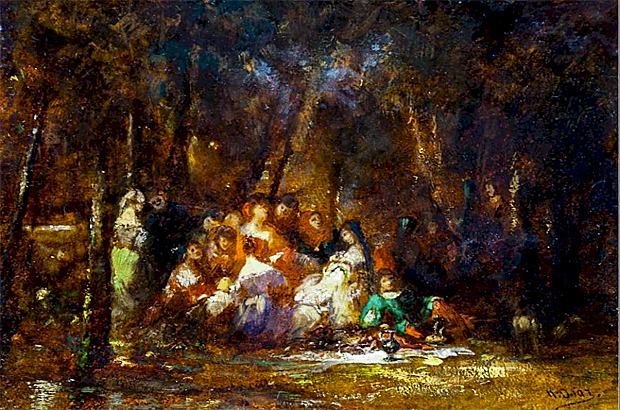 Repas Champêtre en forêt de Fontainebleau, 1863, Narcisse Diaz de la Peña