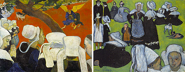 La Vision du sermon, 1888, Paul Gauguin ; Le Pardon, 1888, Émile Bernard