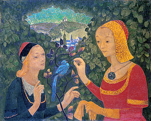 Paul Sérusier, Dos bretonas con el pájaro azul, 1919