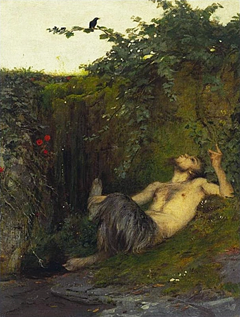 Pan silbando a un mirlo, 1854, Arnold Böcklin, Munich, Neue Pinakothek