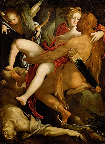 Hércules, Deyanira y el centauro Neso, 1580-1585, Bartholomeus Spranger, Viena, Museo de Bellas Artes