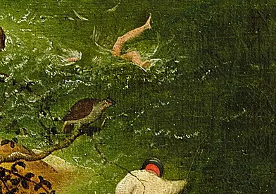 La caída de Ícaro (Detalle), c. 1558, Pieter Bruegel el Viejo, Bruselas, Museos reales de Bellas Artes.